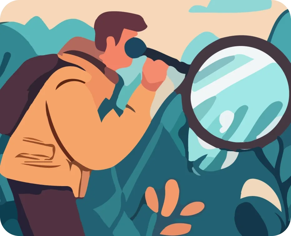 Person with magnifying glass